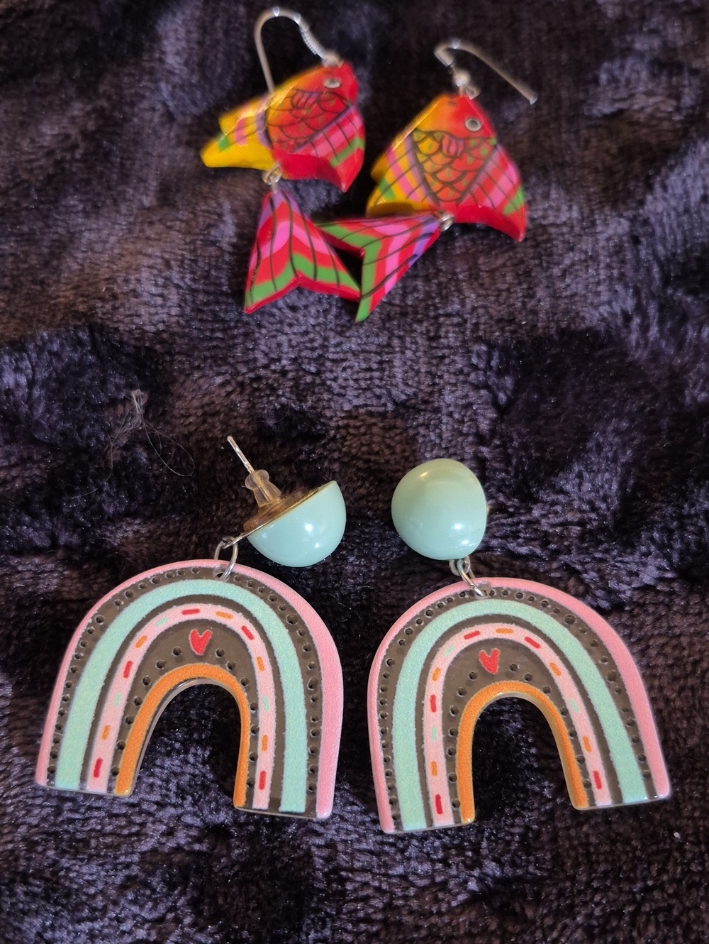Mint & Pink Rainbow  Drop Earrings